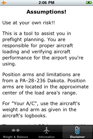 PA-28-236 Dakota Weight and Balance Calculator screenshot 3