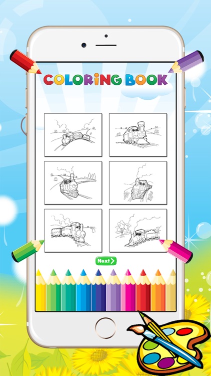 Train Coloring Book For Kid - Vehicle drawing free game, Paint and color good games HD screenshot-4