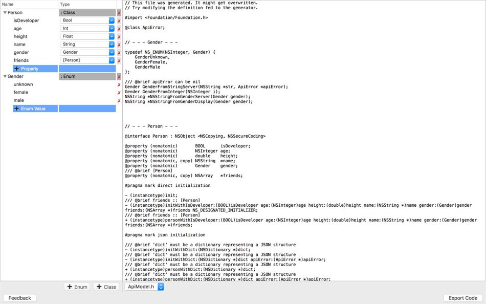 JSON Class Generator - 1.1.0 - (macOS)