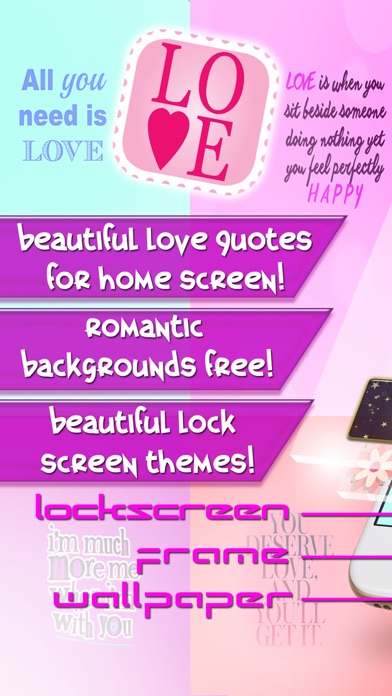 Screenshot 1 of Love Quotes Wallpapers Free 2016 – Cute Backgrounds For Girls with Lock Screen Themes App