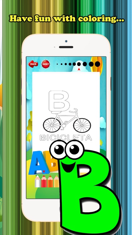 ABC Coloring Book for children age 1-10 (Spanish Alphabet Upper): Drawing & Coloring page games free for learning skill screenshot-3