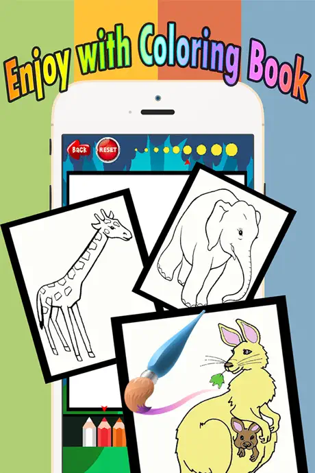 Zoo animals Coloring Book: Move finger to draw these coloring pa