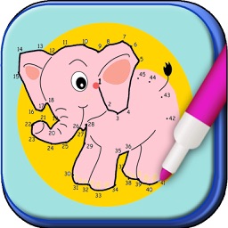 Connect the dots and color. Coloring and painting animals. Coloring book.