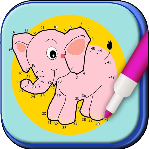 Connect the dots and color. Coloring and painting animals. Coloring book. Icon