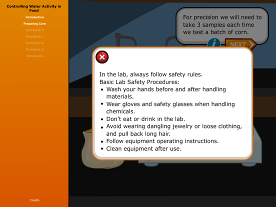 Virtual Labs: Controlling Water Activity in Food iPad screenshot