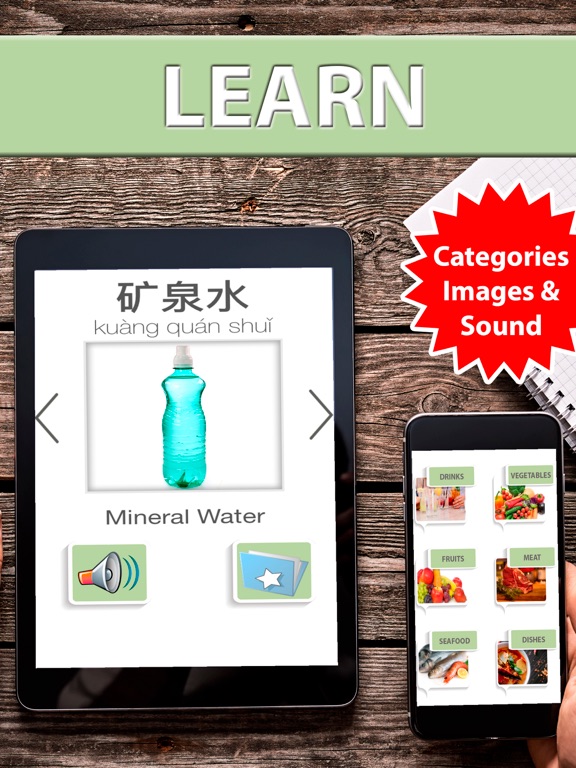 Learn speak Chinese food restaurants words - Vocabulary & phrases in Mandarin iPad screenshot
