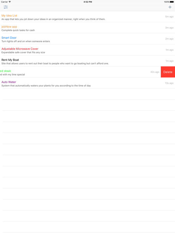 My Idea List iPad screenshot 4 - Productivity app