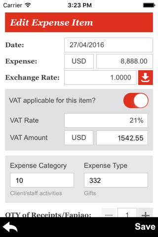 vExpense screenshot 2