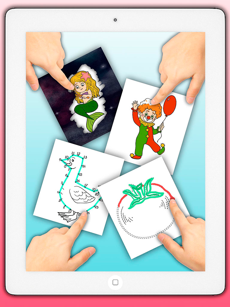 Educational Coloring book - Connect the dots then paint the drawings with magic marker