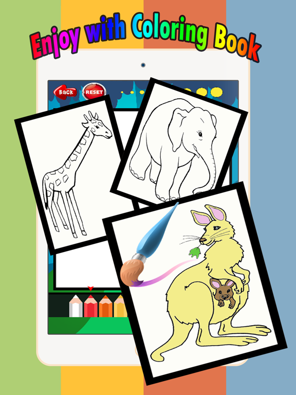 Zoo animals Coloring Book: Move finger to draw these coloring pages games free for children and toddler any age iPad screenshot