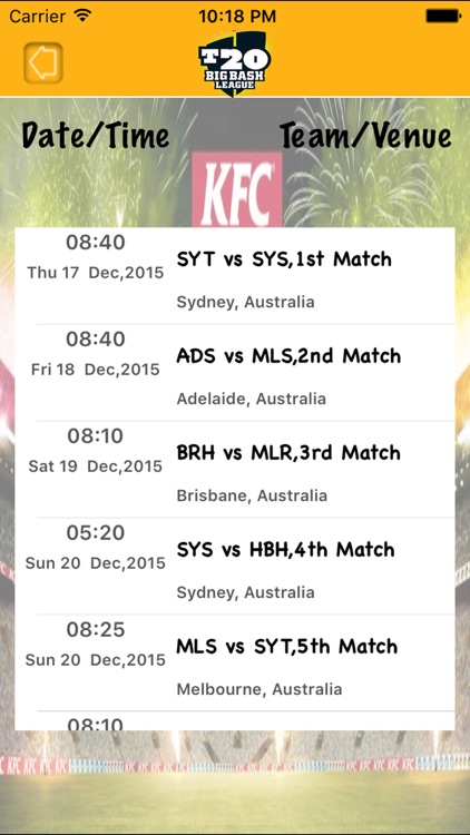 BBL - Schedule 2018 screenshot-4