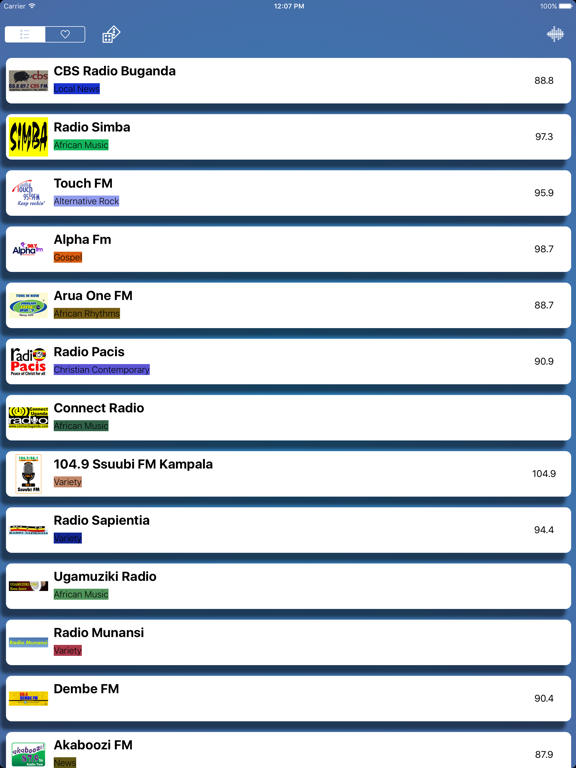 Uganda Radio Live Free iPad screenshot 1 - Music app