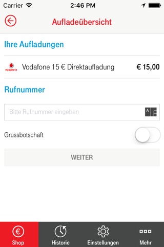 Aufladung - Vodafone screenshot 2