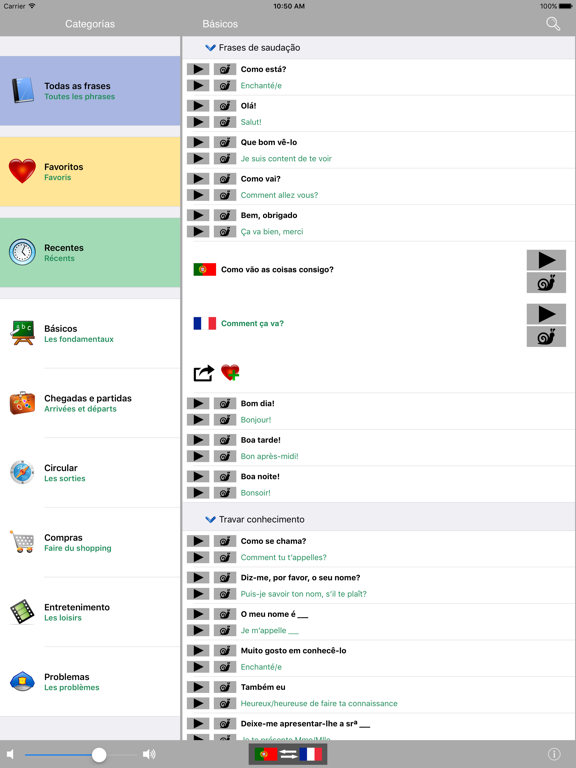 Portuguese / French Talking Phrasebook Translator Dictionary - Multiphrasebook iPad screenshot 1 - Travel app