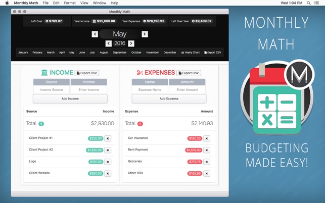 monthly math the simple monthly budget calculator on the mac app store