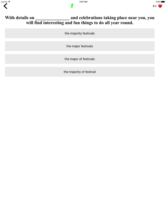 Learn English rules with fun quiz (no internet needed) iPad screenshot