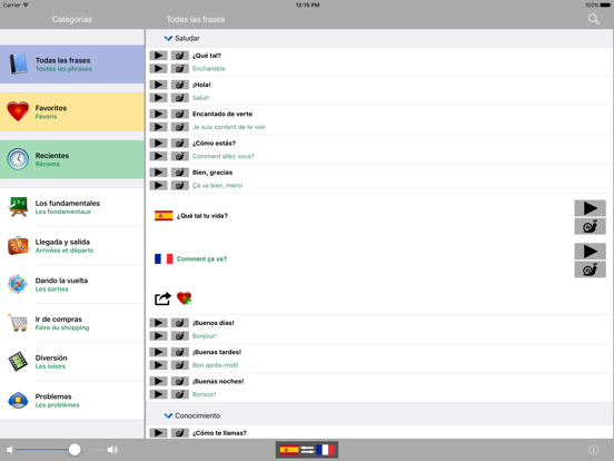 Spanish / French Talking Phrasebook Translator Dictionary - Multiphrasebook iPad screenshot 2 - Travel app
