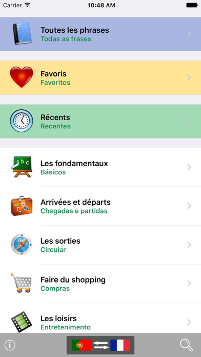 Screenshot #1 pour Manuel de conversation Traducteur et dictionnaire parlant Français-Portugais - Multiphrasebook