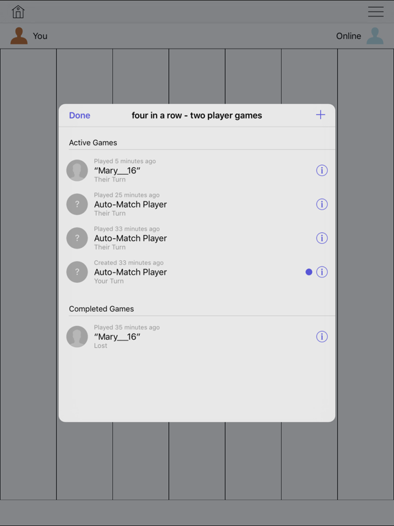 Screenshot #5 pour Four In A Row - Free Two Player Turn Based Chess Games Online