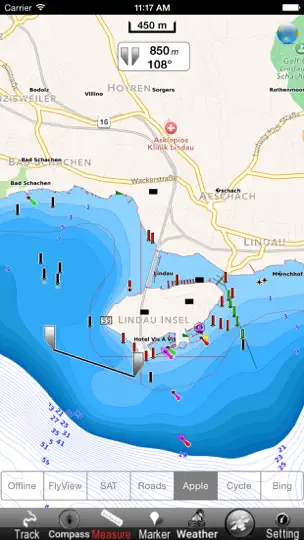 Screenshot von Bodensee GPS Navi Karte Für Bootfahren Angeln Und Segeln auf dem iPhone 2
