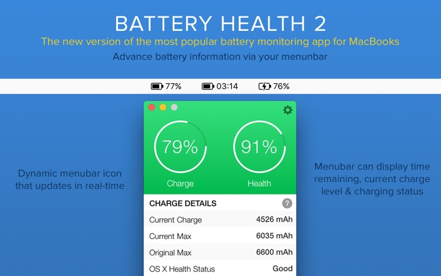 Battery Health 2: Stats & Info on the Mac App Store