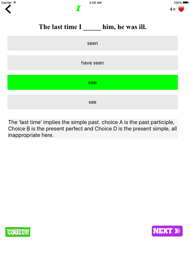 Learn English rules with fun quiz (no internet needed)