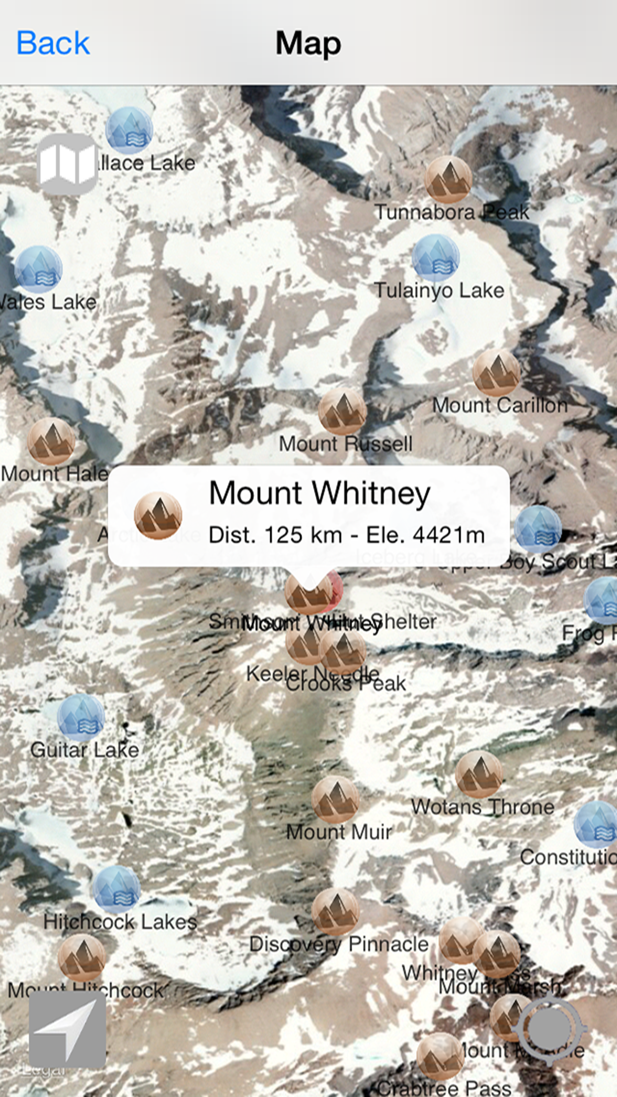 US Mountains, peaks and hills in augmented reality