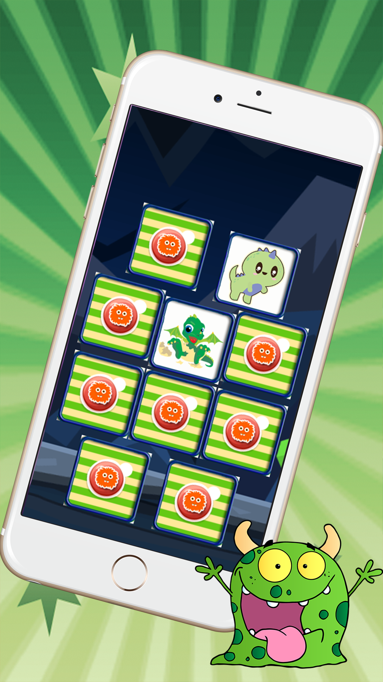 Finding Funny Monster In The Matching Cute Cartoon Pictures Puzzle Cards Game For Kids, Toddler And Preschool screenshot 3