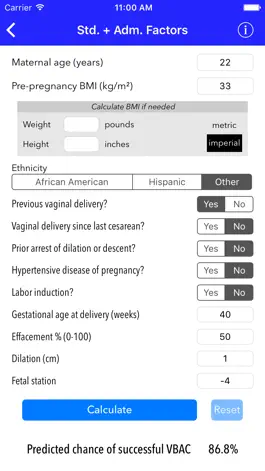 Game screenshot VBAC Calculator - Predict success rates for vaginal birth after cesarean hack