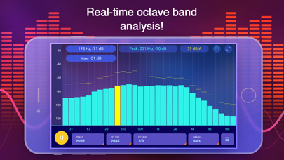 Octave Band Real Time Frequency Analyzer and Sound Level Meter Screenshot