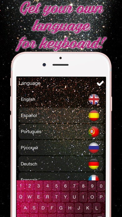 Glitter Keyboard Themes – Shiny Custom Keyboard Design with Glowing Backgrounds and new Emoji.s 1.0 IOS -
