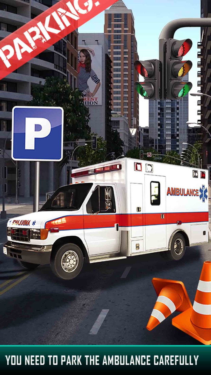 Ambulance Emergency Parking 3D - Real Heavy Car Driving Test Critical Mission