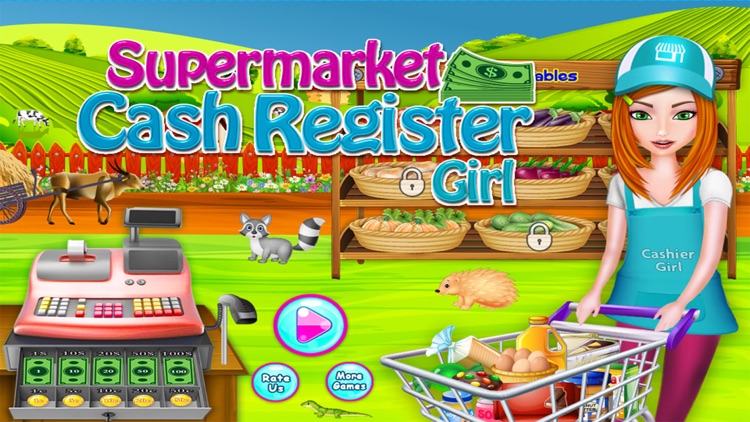 Supermarket Cash Register Girl & Grocery Shop