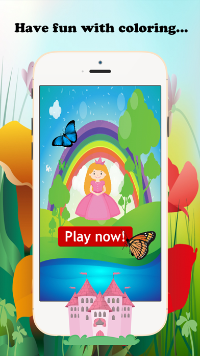 Princess Cartoon Paint and Coloring Book Learning Skill - Fun Games Free For Kids app screenshot