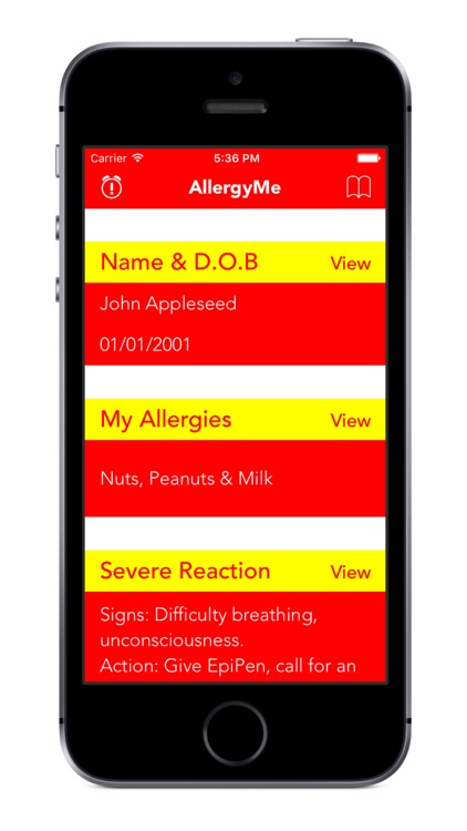 AllergyMe: Allergy Medical ID & Emergency Alarm