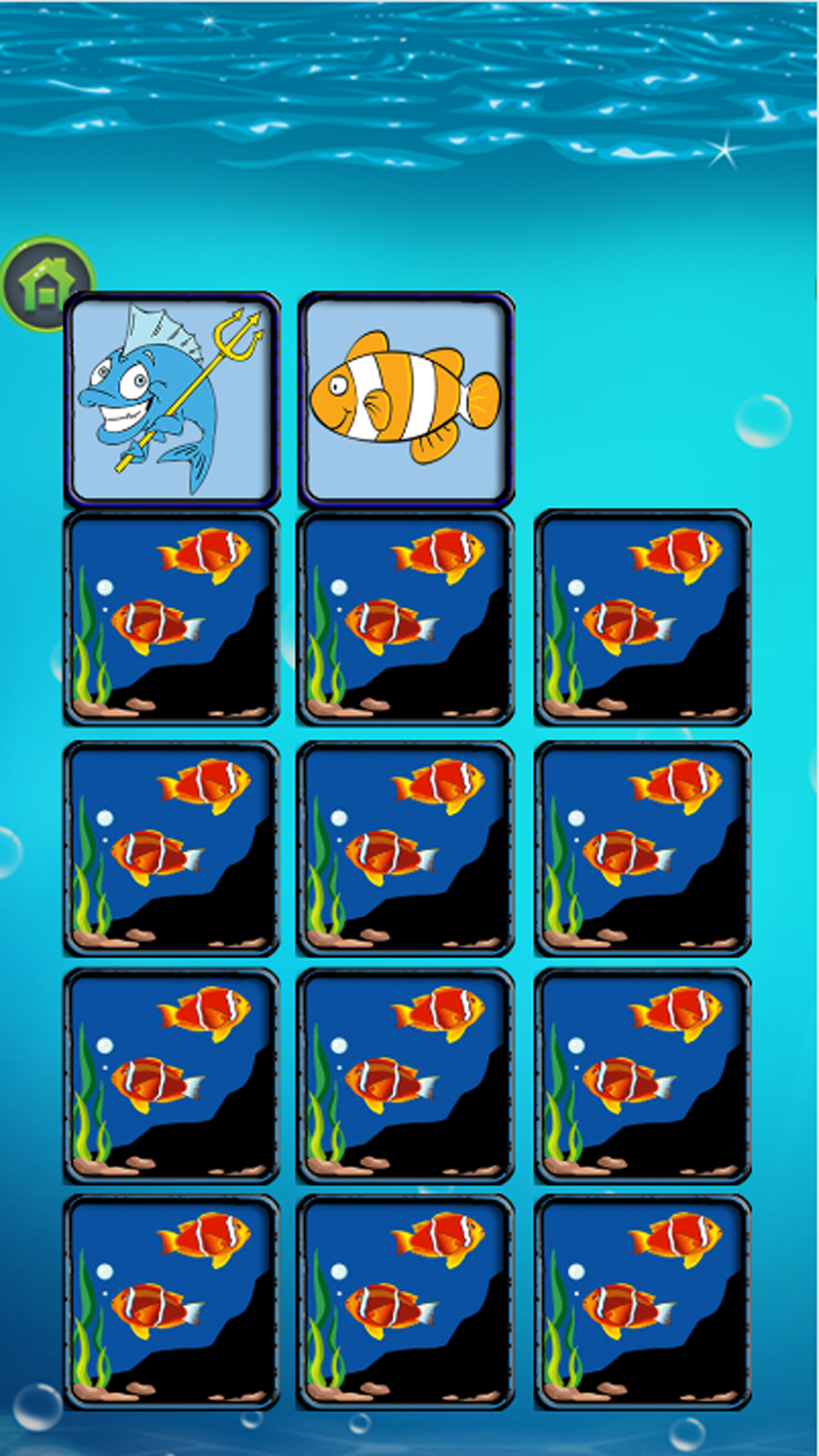 Finding Happy Fish In The Matching Cute Cartoon Puzzle Cards Game screenshot 2