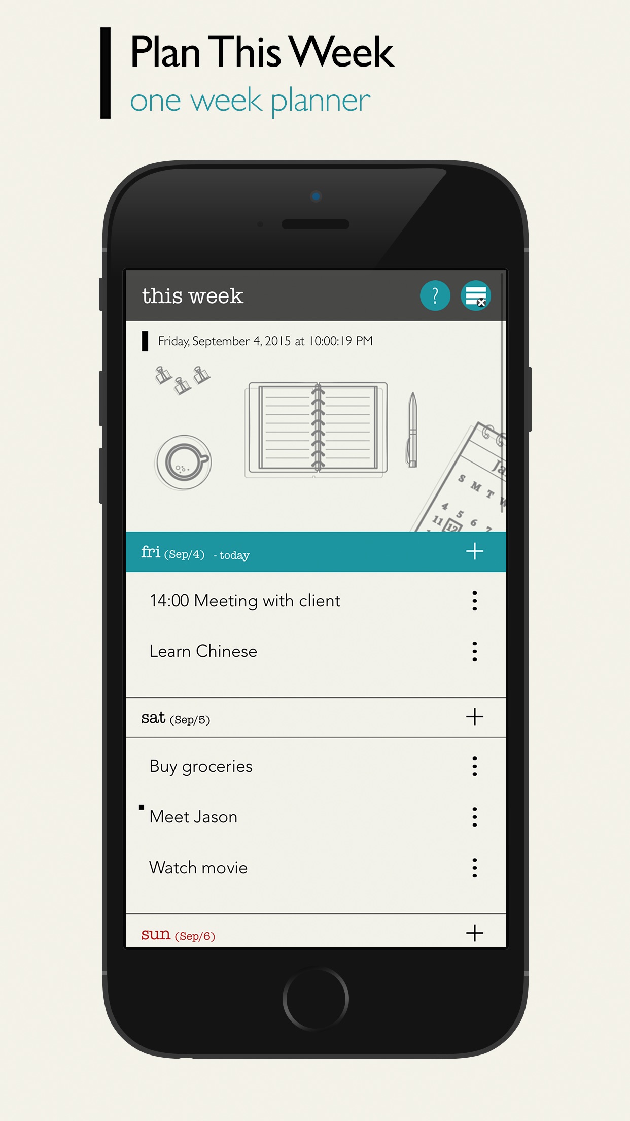 Screenshot do app This Week - Weekly To-Do List