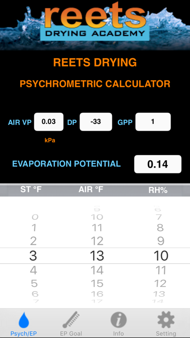 Screenshot #2 pour ReetsDryCalc - Reets Drying Psychrometric