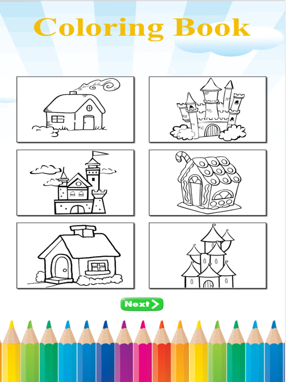 coloring book the house free games for kids iPad screenshot