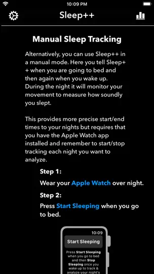 Captura de pantalla de Sleep++ en iPhone 8