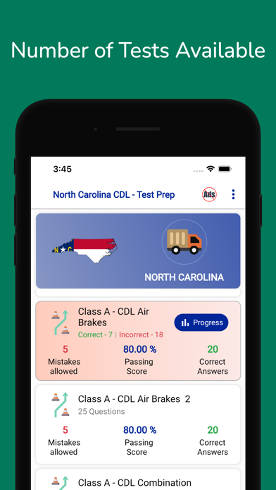 North Carolina CDL Permit Test Screenshot