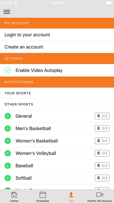 Pacific Tigers Athletics Screenshot