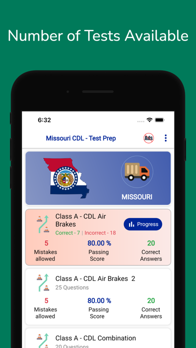 Missouri CDL Permit Practice Screenshot
