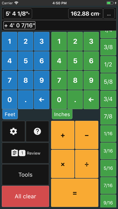 Feet and Inches Calculator Screenshot