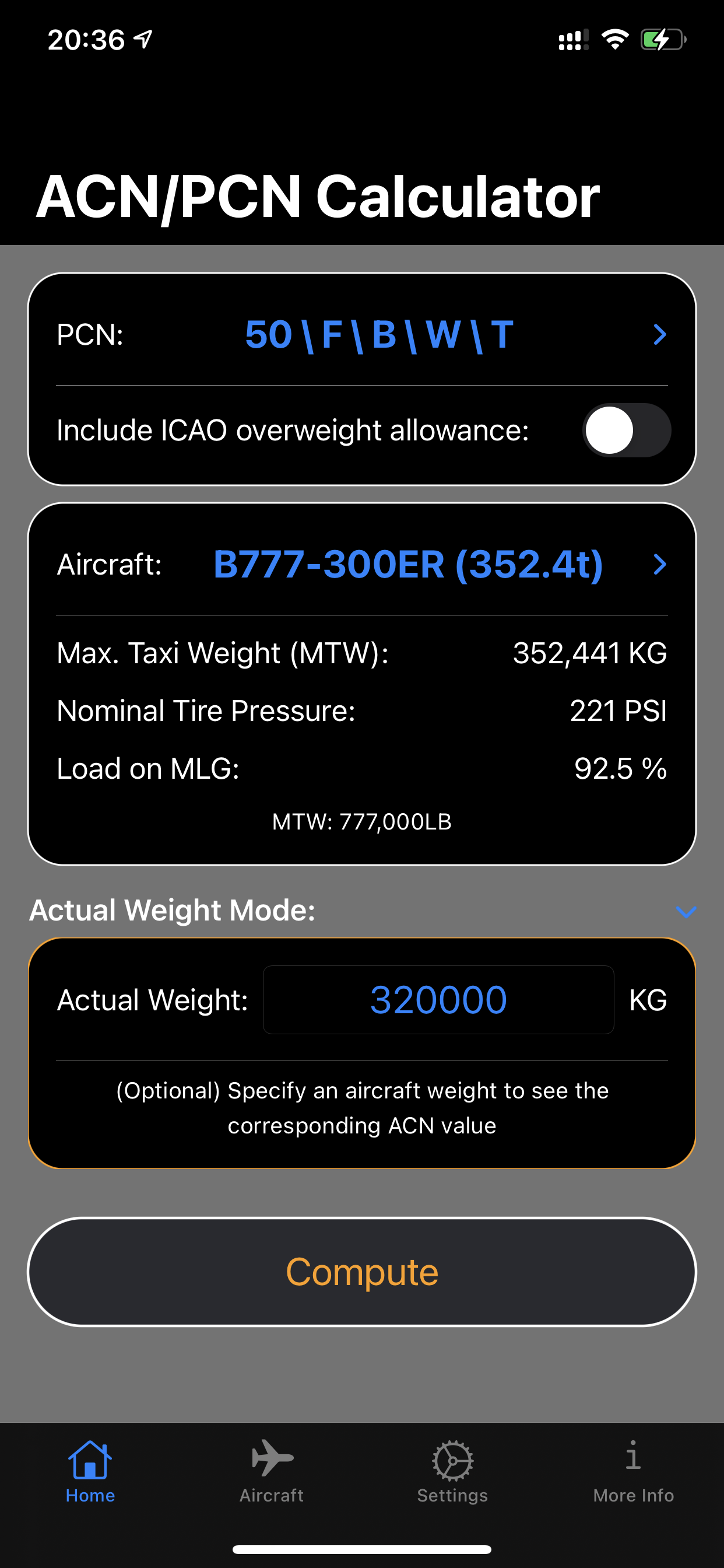 ACN/PCN Calculator