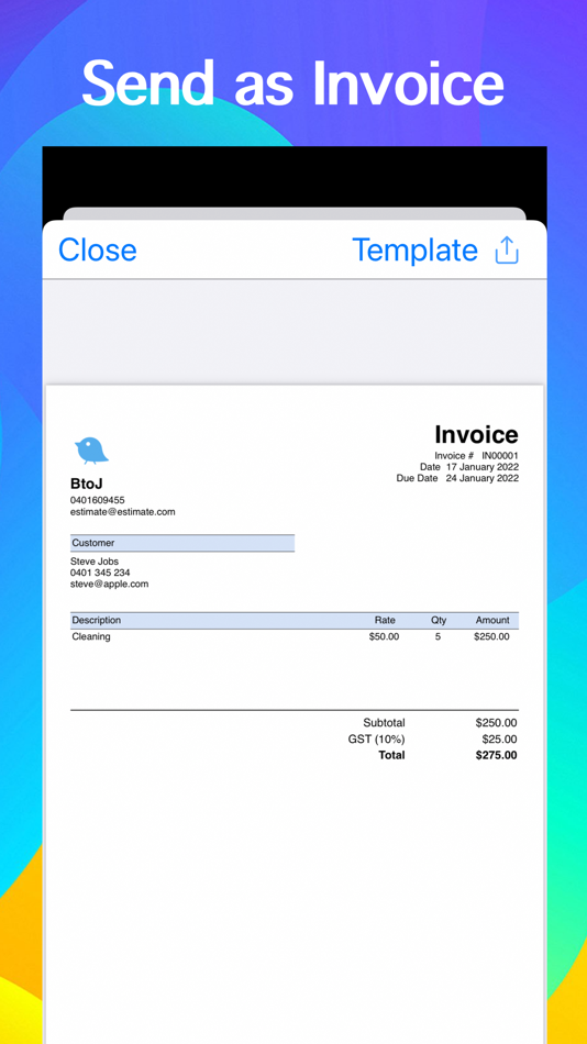 #2. Estimate & Invoice Maker app (iOS) 由: B TO J PTY LTD