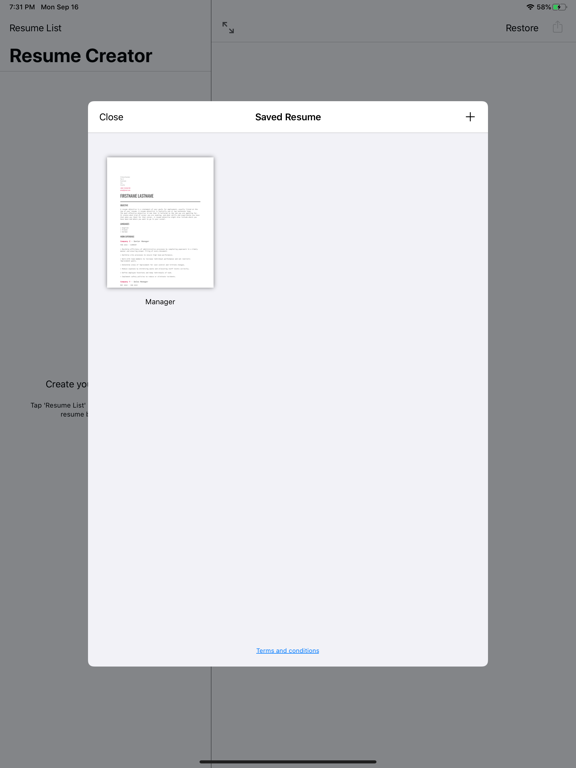Professional Resume Builder iPad screenshot 7 - Productivity app