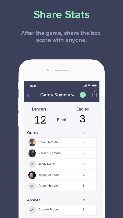 SquadProfile - Lacrosse Stats iPhone screenshot 4 - Sports app