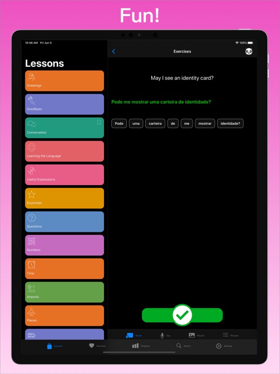Learn Portuguese + iPad screenshot 5 - Education app