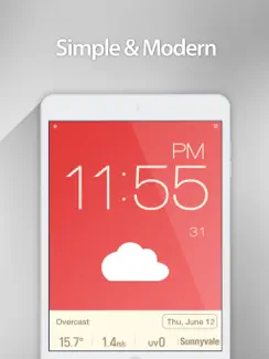 Red Clock - Weather & Alarm iPad image 1